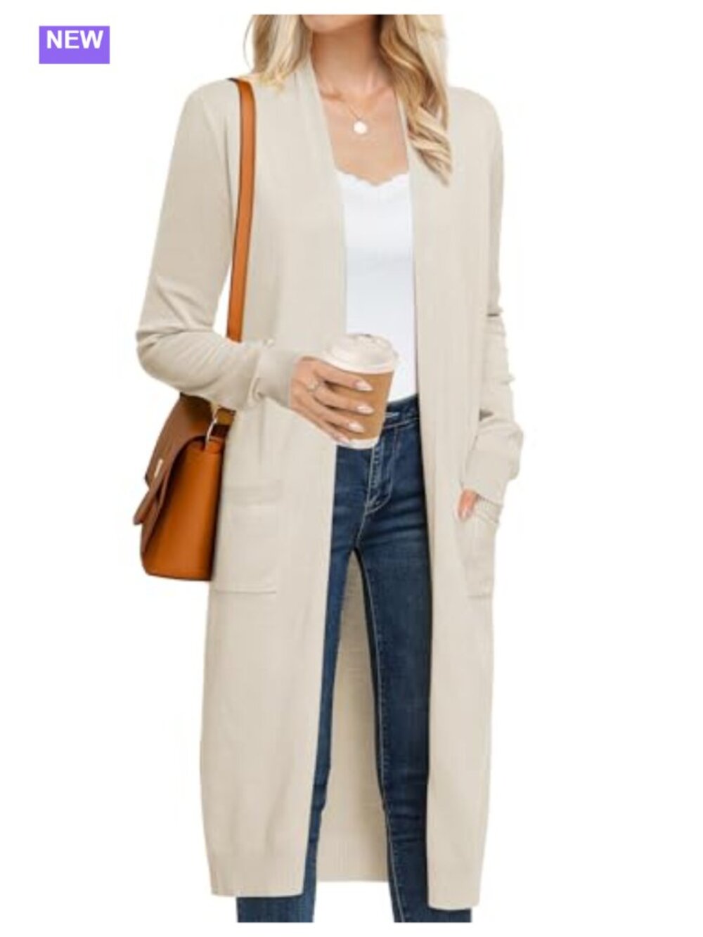 Women's Long Cardigan Sweater Lightweight Open Front Maxi Duster with Pockets